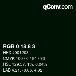 Color code: RGB 0 18.8 3 | qconv.com