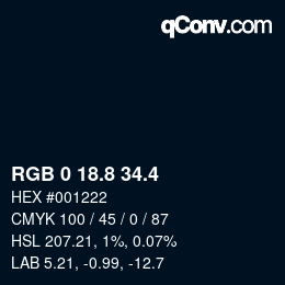 カラーコード: RGB 0 18.8 34.4 | qconv.com