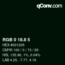 Color code: RGB 0 18.8 5 | qconv.com