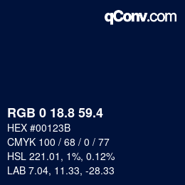 カラーコード: RGB 0 18.8 59.4 | qconv.com