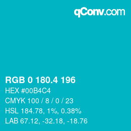 カラーコード: RGB 0 180.4 196 | qconv.com