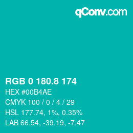カラーコード: RGB 0 180.8 174 | qconv.com