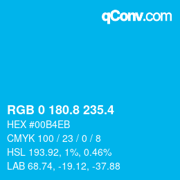 カラーコード: RGB 0 180.8 235.4 | qconv.com