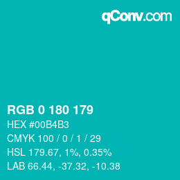 Color code: RGB 0 180 179 | qconv.com