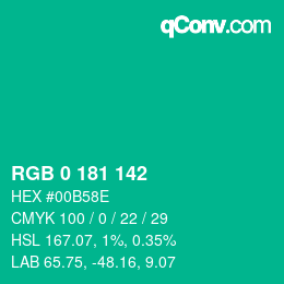 Color code: RGB 0 181 142 | qconv.com