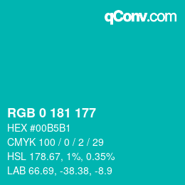 颜色代码: RGB 0 181 177 | qconv.com
