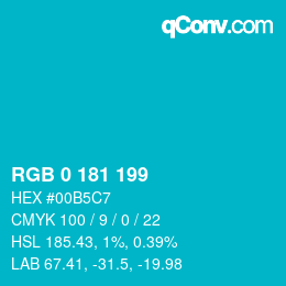 Color code: RGB 0 181 199 | qconv.com