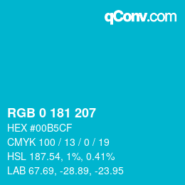 Color code: RGB 0 181 207 | qconv.com