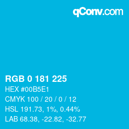Color code: RGB 0 181 225 | qconv.com