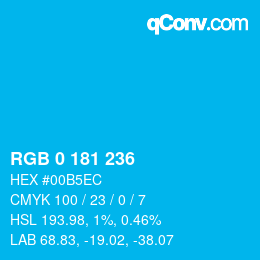 Color code: RGB 0 181 236 | qconv.com