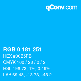 Color code: RGB 0 181 251 | qconv.com