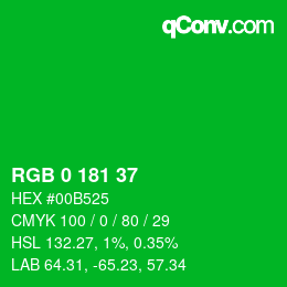 Color code: RGB 0 181 37 | qconv.com