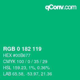 Color code: RGB 0 182 119 | qconv.com