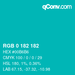 Color code: RGB 0 182 182 | qconv.com