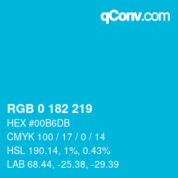 Color code: RGB 0 182 219 | qconv.com