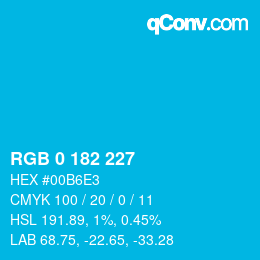 Color code: RGB 0 182 227 | qconv.com