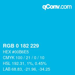 カラーコード: RGB 0 182 229 | qconv.com