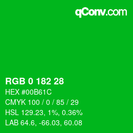 Farbcode: RGB 0 182 28 | qconv.com