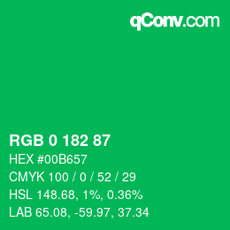 カラーコード: RGB 0 182 87 | qconv.com