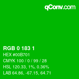 Color code: RGB 0 183 1 | qconv.com