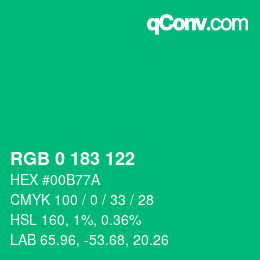 Color code: RGB 0 183 122 | qconv.com