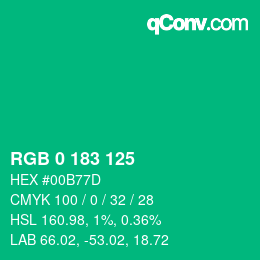 Color code: RGB 0 183 125 | qconv.com