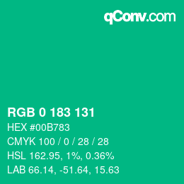 Color code: RGB 0 183 131 | qconv.com