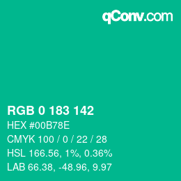 Color code: RGB 0 183 142 | qconv.com