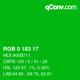 Color code: RGB 0 183 17 | qconv.com