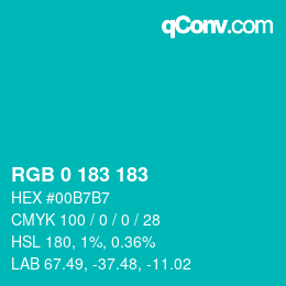 Color code: RGB 0 183 183 | qconv.com