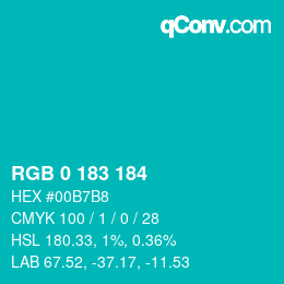 Color code: RGB 0 183 184 | qconv.com