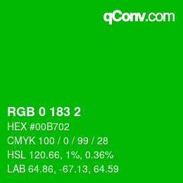 Color code: RGB 0 183 2 | qconv.com