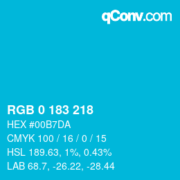 カラーコード: RGB 0 183 218 | qconv.com