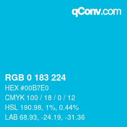 Farbcode: RGB 0 183 224 | qconv.com