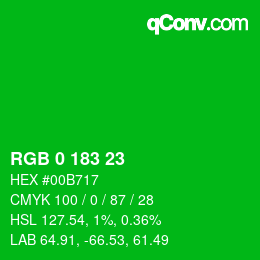 Color code: RGB 0 183 23 | qconv.com