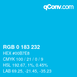 Color code: RGB 0 183 232 | qconv.com