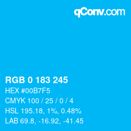 颜色代码: RGB 0 183 245 | qconv.com