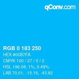 Color code: RGB 0 183 250 | qconv.com