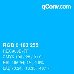 Color code: RGB 0 183 255 | qconv.com