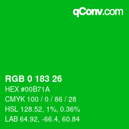 Color code: RGB 0 183 26 | qconv.com