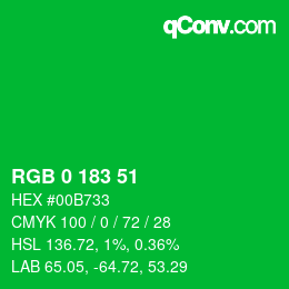 Color code: RGB 0 183 51 | qconv.com