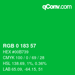 Color code: RGB 0 183 57 | qconv.com