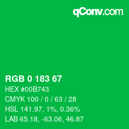 Color code: RGB 0 183 67 | qconv.com