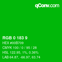 Color code: RGB 0 183 9 | qconv.com