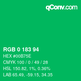 Color code: RGB 0 183 94 | qconv.com