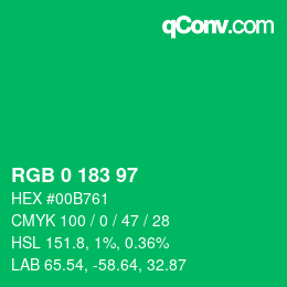 Color code: RGB 0 183 97 | qconv.com