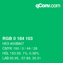 Color code: RGB 0 184 103 | qconv.com