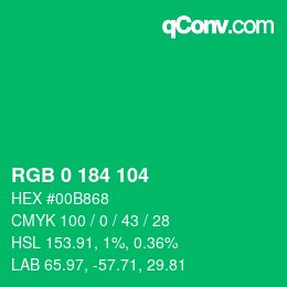 颜色代码: RGB 0 184 104 | qconv.com