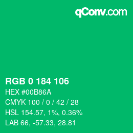 Color code: RGB 0 184 106 | qconv.com