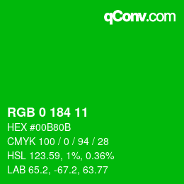 Color code: RGB 0 184 11 | qconv.com
